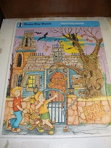 1989 Haunted House Tray Puzzle Rainbow Works EUC 11" x 14" - Picture 1 of 4