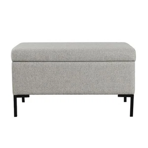 Homepop Medium Gray Woven Storage Bench with Metal Legs 17.5 in. H x 32 in. W x - Picture 1 of 11