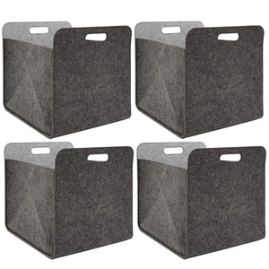 4er Set Filz Aufbewahrungsbox 33x33x38 cm Kallax Filzkorb Regal Einsatz Box Grau - Bild 1 von 9