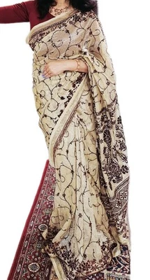 Sari indio Bollywood ropa de fiesta dorado Zari red terciopelo lentejuelas bordado sari Foto 1 de 3