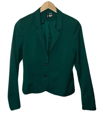Chaqueta Blazer H&M Esmeralda Larga Muesca Solapa Carrera Talla Mujer’s Foto 1 de 4