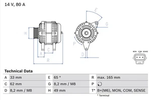 Alternator fits FORD FOCUS Mk1, Mk1 RS 2.0 98 to 04 Manual Transmission Bosch - Picture 1 of 2