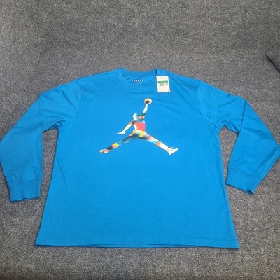 Camiseta Jordan Para Hombre Extra Grande Azul Manga Larga Jumpman Flight Nike Air XL Foto 1 de 4