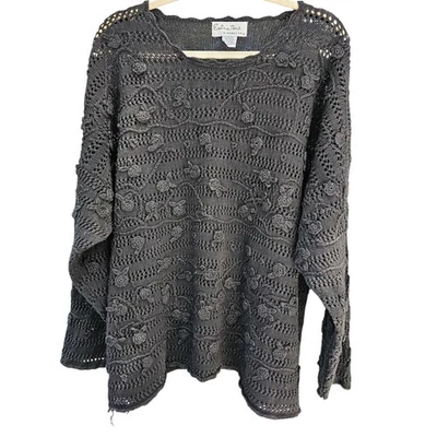 De colección. Suéter tejido para mujer Extra Point By Reference Point rosa flores talla 2X Foto 1 de 4