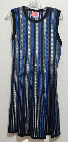 Abito da festa Kate Spade XL a righe senza maniche designer nautico aderente svasato