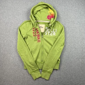 Hollister Jacket Womens Medium Full Zip Hoodie Floral Pocket Casual Y2K Ladies - Picture 1 of 15