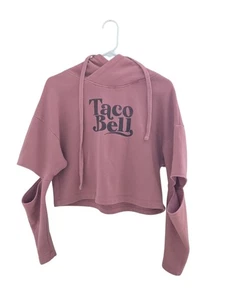Felpa donna con cappuccio ritagliata Taco Bell rosa con gomiti ritagliati - Foto 1 di 6
