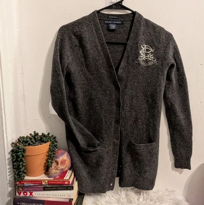 Cárdigan Ralph Lauren de Colección Niños Gris Lana Angora Suéter De Colección Cabello de Conejo LEER Foto 1 de 4