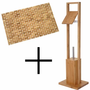 Juego de baño MCW-B18, soporte de papel tapiz alfombra de baño juego de baño, bambú - Imagen 1 de 7