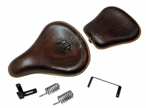 Per Reale Enfield Classico Sedile 500cc Anteriore E Retro Pelle Antico Marrone - Foto 1 di 7