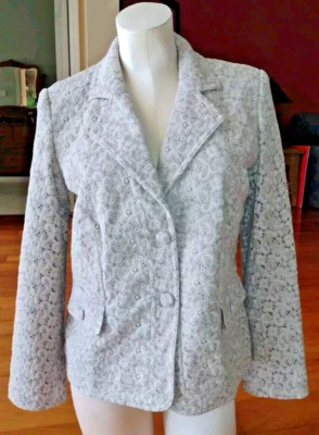 NWT Dialogue Lace Embroidered Eyelet Taupe/Tan Lined Pockets Jacket Blazer Sz S - Image 1 of 4