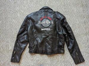 vintage HARD ROCK CAFE leather jacket NASHVILLE black M motorcycle 90s lambskin