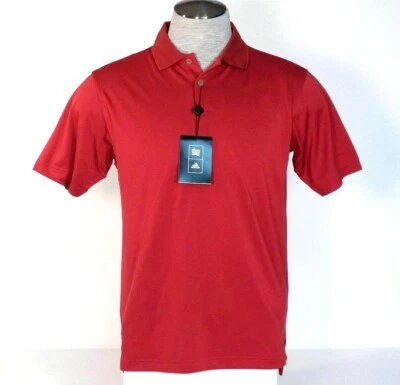 Camisa polo masculina manga curta vermelha escura Adidas Golf ClimaCool nova com etiquetas - Imagem 1 de 4