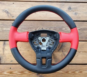 NEW LEATHER Steering Wheel for VW T5 Volkswagen Transporter 09-15 Facelift Red - Picture 1 of 12
