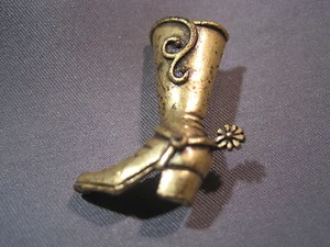 Vintage Western Cowboy Boot with Spurs and Strap Gold-tone Pin / Brooch - Picture 1 of 6