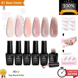 6 Pcs Non-Toxic UV Gel Nail Polish - Long-Lasting Shimmer for Adults & Teens - Picture 1 of 9