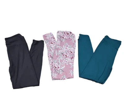 Mujer Lote De 3 Leggings Gris Verde Rosa Floral Talla S/M Cintura 24 Entrepierna 26 Foto 1 de 3