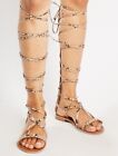 Gladiator Lace Up Strappy Roman Sandals Women's Flat Beach Holiday Shoes Sizes