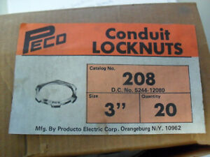 Box of 20 Peco 3" Conduit Locknut, Zinc Plated Steel Nos