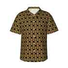 Bitcoin Logo Print Vacation Shirt Gold Coin Hawaiian Shirts Men Short Sleeve