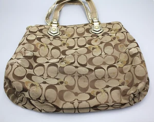 Coach Poppy Purse Gold/Brown Style H1120-18711 Shoulder Tote 16x12" Large CUTE - Picture 1 of 20