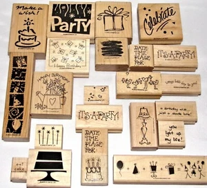 Birthday Themed Rubber Stamps Cakes Saying Party Gift Box See Photos FREE Ship - Picture 1 of 43
