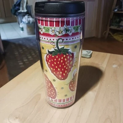Starbucks Barista 16 oz. Strawberries And Vines Travel Tumbler 2004  - Image 1 of 4