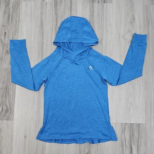 Adidas Hooded Shirt Youth Girls size Medium 10/12 Blue Lightweight Top - Picture 1 of 8
