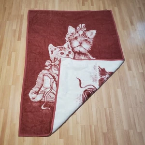 Coperta stile San Marcos Cannone Ibena Yorkie cucciolo e gattino Dolan acrilico vintage - Foto 1 di 10