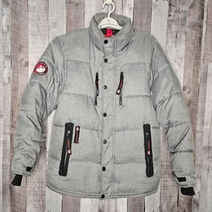 Parka cappotto imbottito grigio isolato Canada Weathergear full zip giovane grande 14/16 - Foto 1 di 8