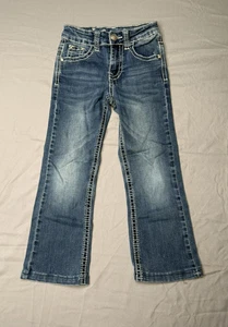 Wired Heart Dark Wash Bling Western Cowgirl Bootcut Jeans Little Girls Size 6 - Picture 1 of 12