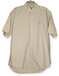 Ralph Lauren Button Down Gingham Blake Short Sleeve Shirt Size Large Cotton - Picture 1 of 16
