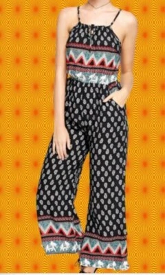 K24✪ Indian Boho Jumpsuit Overall HosenAnzug Paisley Muster Elefant Gr. 40 42 - Bild 1 von 2