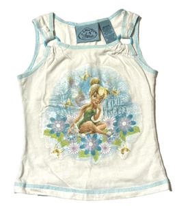 Disney Fairies XS 4/5 Size Girls Tinker Bell Pixie Pretty White Blue Tank Top - Picture 1 of 7
