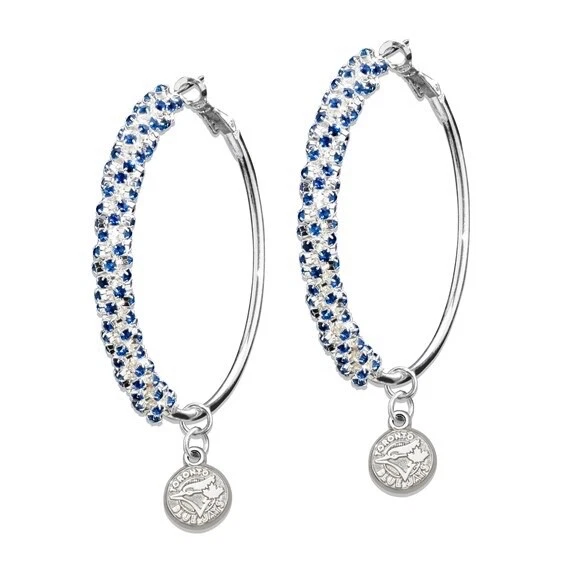 TORONTO BLUE JAYS MLB AMPED LOGO CRYSTAL EARRINGS BLU077ER-CR $59.90 - Image 1 of 1