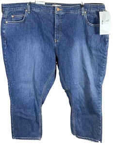Dickies Women's Plus Size Perfect Shape Denim Capri Pant, Blue, Size 24 Denim - Picture 1 of 7