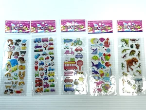 3D Aufkleber für Kinder & Kleinkinder Puffy Sticker 5 Blatt Dinosaurier Welpen Autos - Bild 1 von 6