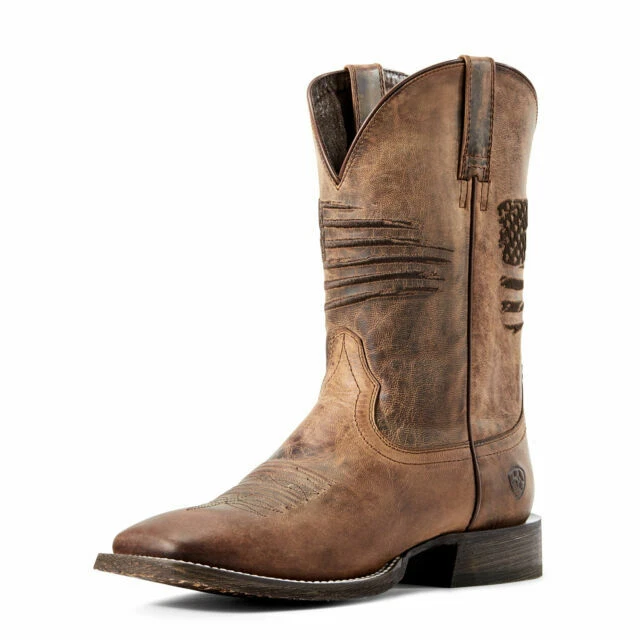 Ariat Circuit Patriot Western Men`s Boot Size 12 - Weathered Tan (10029699)