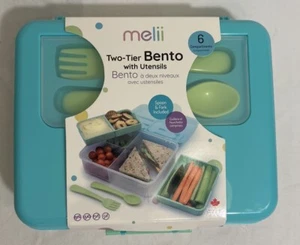 Lunch Box With Cutlery Set Bento Box 2 Tiers 4 Compartments Food Container NEW - Picture 1 of 6
