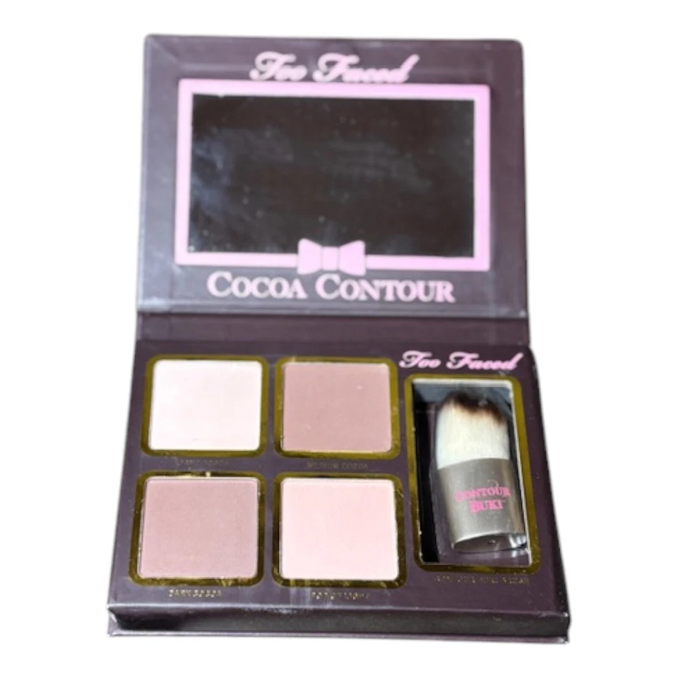 NIB Too Faced Cocoa Contour Highlight Palette Kabuki Brush free ship - Image 1 of 4