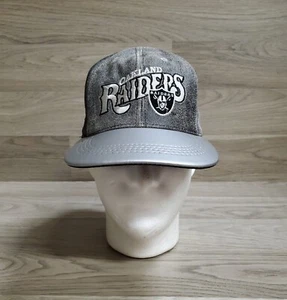 Vintage Modern Team NFL Leather Oakland Raiders Hat Snapback Cap Gray Football - Picture 1 of 10