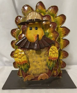 Metal Turkey Figurine Wiggles Wobbles Holds Cards Napkins Halloween Thanksgiving - Picture 1 of 6