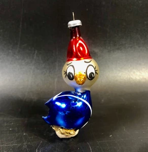 Vintage Mercury Glass De Carlini Duck Blown Glass Bird Ornament ~ Christmas - Picture 1 of 8