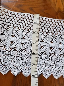 White Wide Border Lace Trim for Sewing/Crafts/Lingerie 6"Wide (Sell by a Yrad ) - Picture 1 of 3