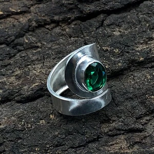 Lab Created Emerald Gemstone 925 Sterling Silver Handmade Jewelry Ring Gift For - Picture 1 of 2