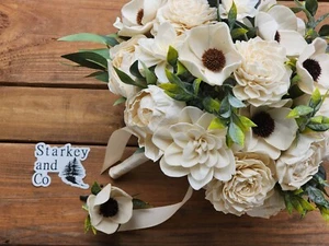 Garden Theme Wedding Bouquet with a matching Boutonniere - Picture 1 of 6