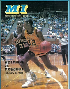 UMass at West Virginia 2/16/89 Mountaineer Illustrated Program w. Media Pass - Picture 1 of 6