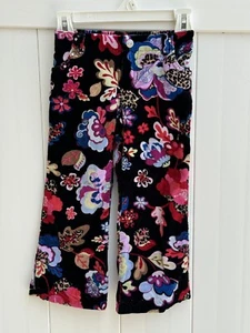 Children’s Place Retro Black Velvet/Velour Floral Pants Girls Size 4 - Picture 1 of 5