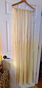 2 Beautiful Embroidered Sheer Curtain Panels in Ecru 57" wide x 63" long - Picture 1 of 7