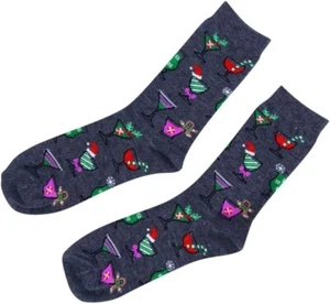 Charter Club Women's Martini Christmas Hot Socks  Grey - Picture 1 of 1